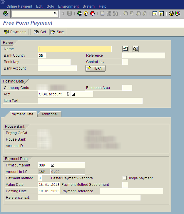 Free-form payment transaction