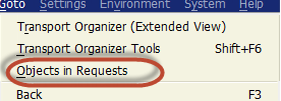 Objects in requests menu