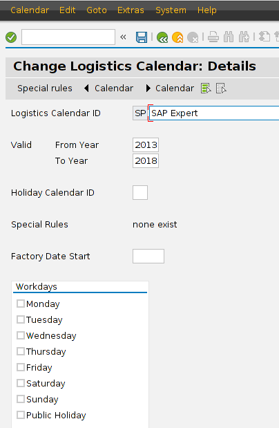 Unusual use of usual calendar in SAP